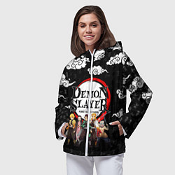 Ветровка с капюшоном женская КЛИНОК, РАССЕКАЮЩИЙ ДЕМОНОВ, цвет: 3D-белый — фото 2