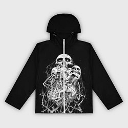 Ветровка с капюшоном женская ЧЕРЕПА, цвет: 3D-белый