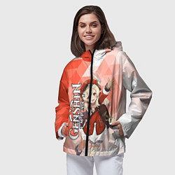 Ветровка с капюшоном женская GENSHIN IMPACT КЛИ, цвет: 3D-черный — фото 2