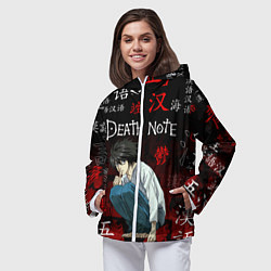 Ветровка с капюшоном женская ТЕТРАДЬ СМЕРТИ, цвет: 3D-белый — фото 2