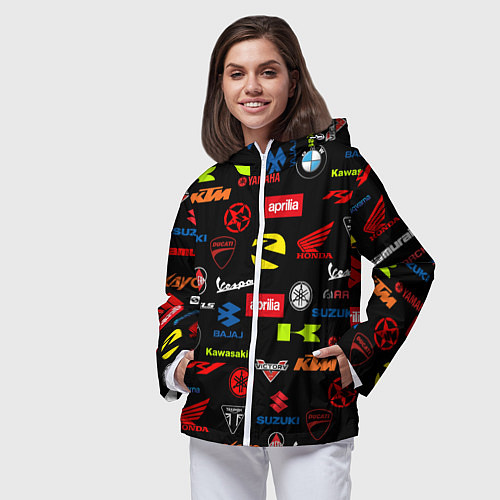 Женская ветровка Motorcycle pattern Мото паттерн Z / 3D-Белый – фото 3