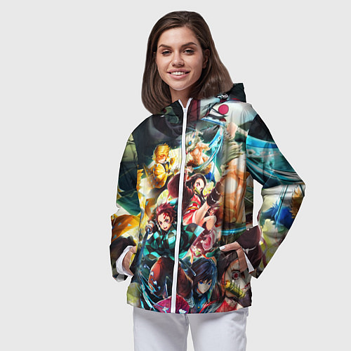 Женская ветровка КЛИНОК РАССЕКАЮЩИЙ ДЕМОНОВ ПЕРСОНАЖИ / 3D-Белый – фото 3