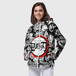 Ветровка с капюшоном женская DEMON SLAYER ЛИЦА УЗОР, цвет: 3D-белый — фото 2