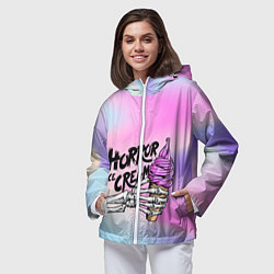 Ветровка с капюшоном женская Жуткое мороженое, цвет: 3D-белый — фото 2