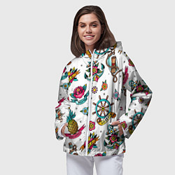 Ветровка с капюшоном женская Old school Sailor, цвет: 3D-белый — фото 2