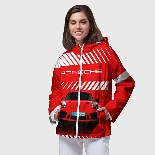Женская ветровка PORSCHE ПОРШЕ RED STYLE / 3D-Белый – фото 3