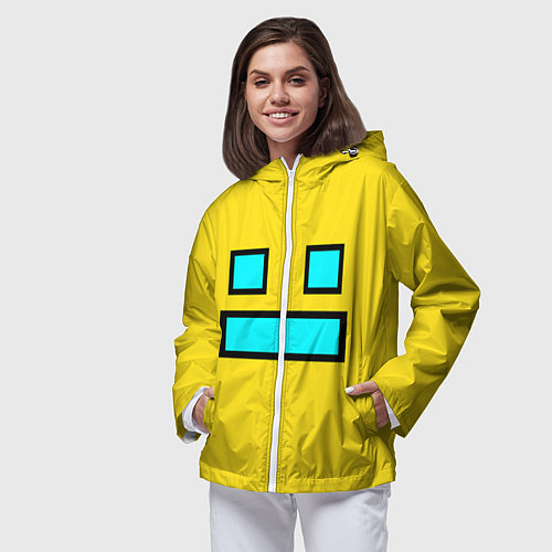 Женская ветровка Geometry Dash: Smile / 3D-Белый – фото 3