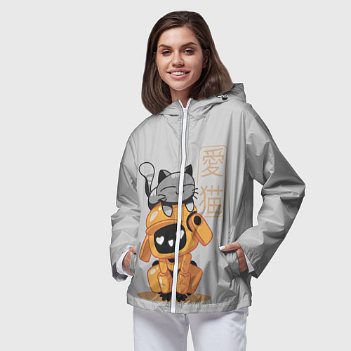 Женская ветровка Cat and Robot ЛСР / 3D-Белый – фото 3