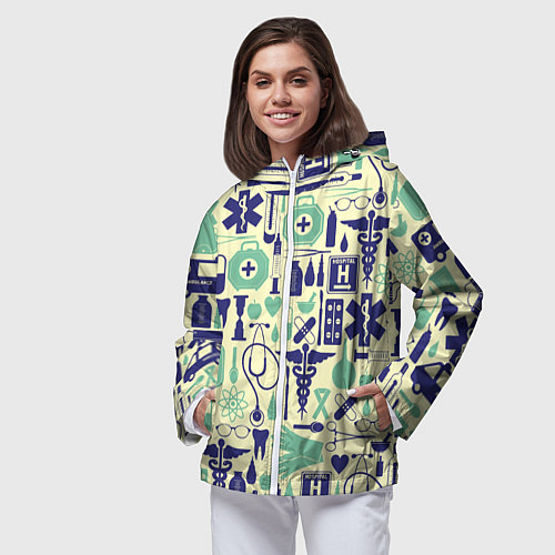 Женская ветровка Медицина Паттерн Z / 3D-Белый – фото 3