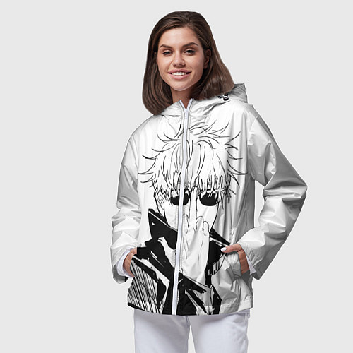 Женская ветровка Магическая битва Годжо / 3D-Белый – фото 3