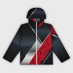 Ветровка с капюшоном женская 3D BLACK AND RED METAL, цвет: 3D-белый