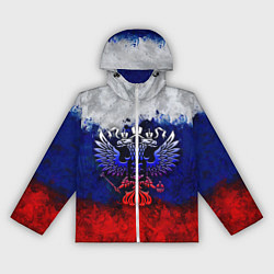 Ветровка с капюшоном женская Россия Russia Герб, цвет: 3D-белый