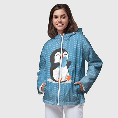 Женская ветровка Пингвин / 3D-Белый – фото 3