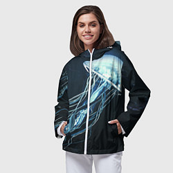Ветровка с капюшоном женская Рисунок медуза, цвет: 3D-белый — фото 2