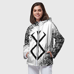 Ветровка с капюшоном женская БЕРСЕРК logo чб, цвет: 3D-белый — фото 2
