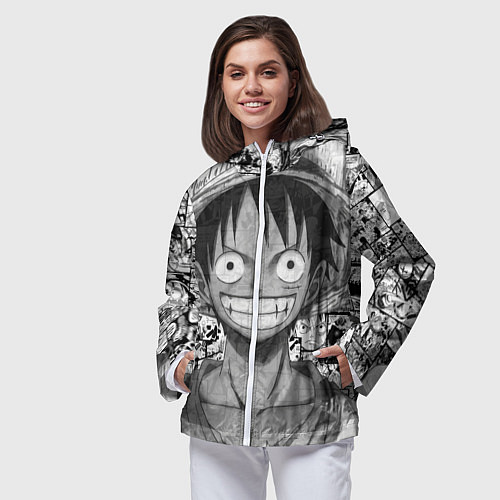 Женская ветровка Луфи улыбается one piece / 3D-Белый – фото 3