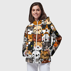Ветровка с капюшоном женская Коты и котики, цвет: 3D-белый — фото 2