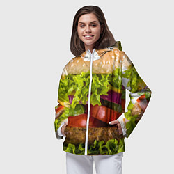 Ветровка с капюшоном женская Бургер, цвет: 3D-белый — фото 2