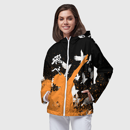 Женская ветровка Волейбол - Вороны / 3D-Белый – фото 3