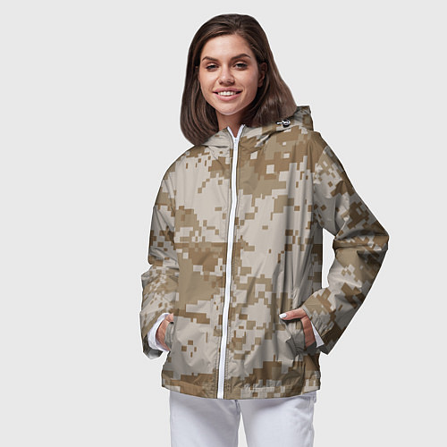 Женская ветровка Камуфляжный пиксель / 3D-Белый – фото 3