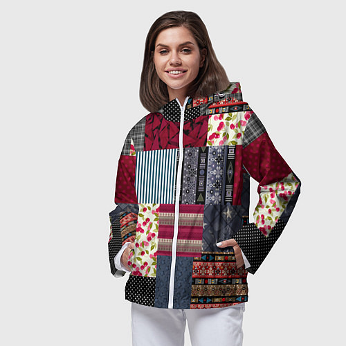 Женская ветровка Деревенский стиль Пэчворк / 3D-Белый – фото 3