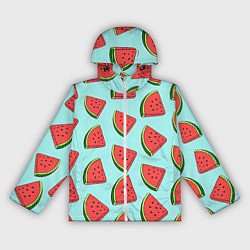 Ветровка с капюшоном женская Дольки арбузов, цвет: 3D-белый