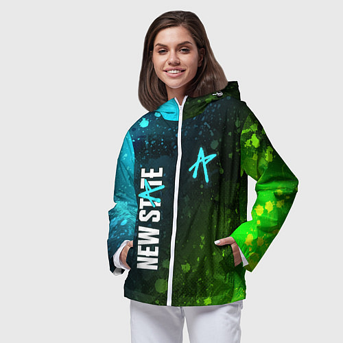 Женская ветровка ПАБГ New State - Брызги / 3D-Белый – фото 3