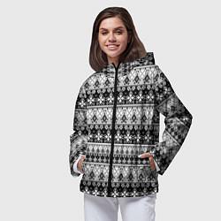 Ветровка с капюшоном женская Черно-белый орнамент, цвет: 3D-черный — фото 2