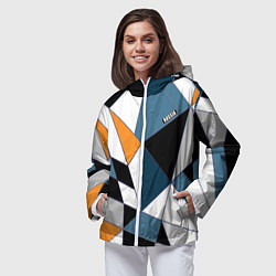 Ветровка с капюшоном женская Геометрический узор, цвет: 3D-белый — фото 2