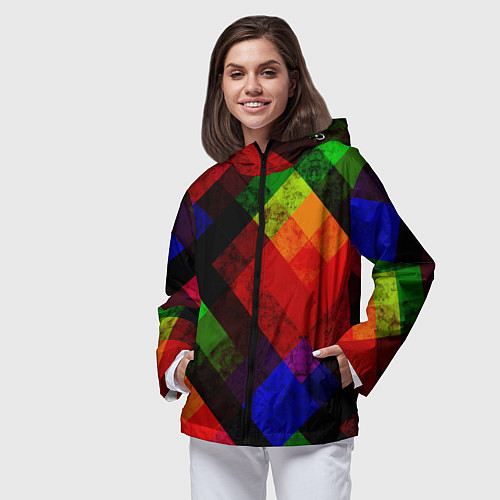 Женская ветровка Яркий геометрический узор / 3D-Черный – фото 3