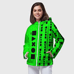 Ветровка с капюшоном женская Безразличие - Космос Паттерн справа, цвет: 3D-белый — фото 2