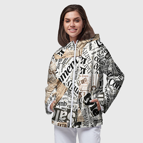 Женская ветровка Газета / 3D-Белый – фото 3
