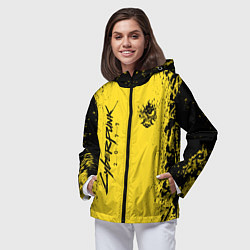 Ветровка с капюшоном женская CYBERPUNK 2077 КИБЕРПАНК 2077, цвет: 3D-черный — фото 2
