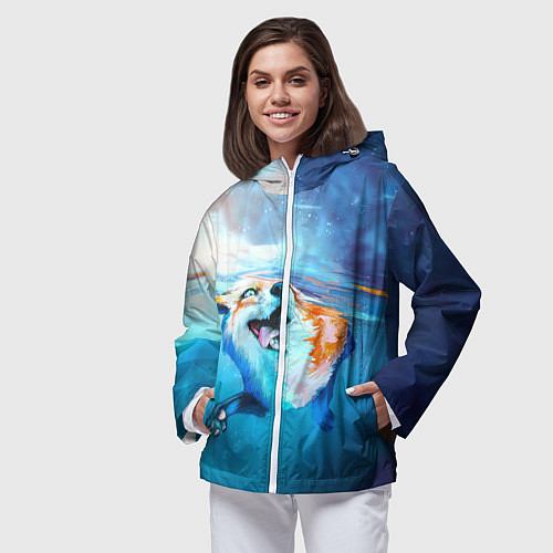 Женская ветровка ПЛЫВУЩАЯ ЛИСИЧКА / 3D-Белый – фото 3