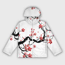 Ветровка с капюшоном женская САКУРА ЦВЕТЁТ И БЛАГАУХАЕТ, цвет: 3D-белый
