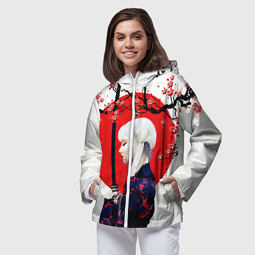 Женская ветровка НАД ВЕТВЯМИ САКУРЫ / 3D-Белый – фото 3