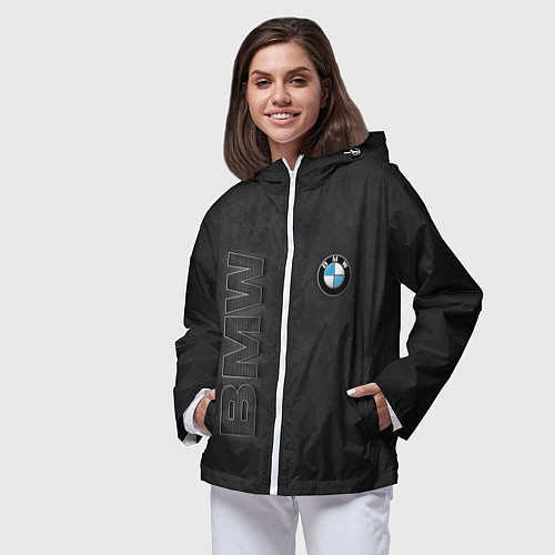 Женская ветровка BMW LOGO AND INSCRIPTION / 3D-Белый – фото 3
