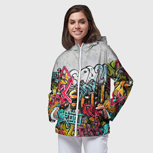 Женская ветровка Graffiti on the wall / 3D-Белый – фото 3