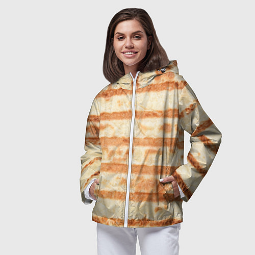 Женская ветровка ЛАВАШ ТОНКИЙ ПЛОСКИЙ ХЛЕБ / 3D-Белый – фото 3