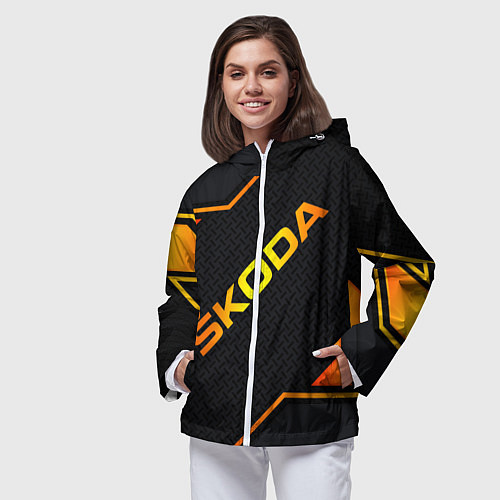 Женская ветровка Skoda Gold Шкода / 3D-Белый – фото 3