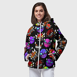 Ветровка с капюшоном женская Geometry Dash: Demons Squad, цвет: 3D-белый — фото 2