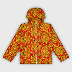 Ветровка с капюшоном женская Хохломские узоры, цвет: 3D-белый