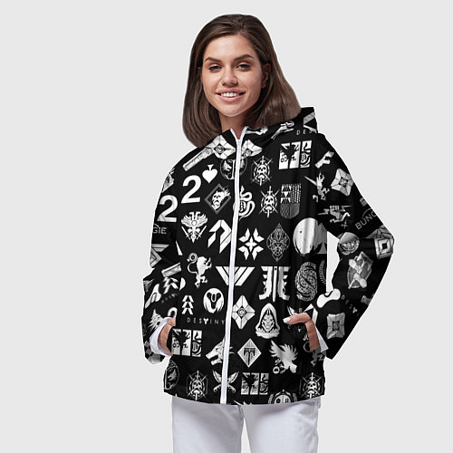 Женская ветровка DESTINY 2 PATTERN GAME LOGO ДЕСТИНИ 2 ПАТТЕРН СИМВ / 3D-Белый – фото 3