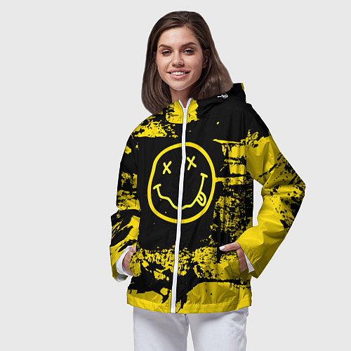 Женская ветровка Нирвана Гранж Nirvana Smile / 3D-Белый – фото 3