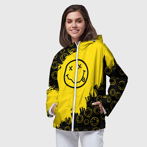 Женская ветровка Nirvana Smile Нирвана Рваный Паттерн / 3D-Белый – фото 3