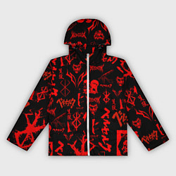 Ветровка с капюшоном женская БЕРСЕРК ПАТТЕРН СИМВОЛИКА КЛЕЙМО, цвет: 3D-белый