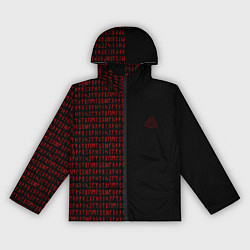 Ветровка с капюшоном женская ВАЛЬКНУТ РУНИЧЕСКИЙ АЛФАВИТ, цвет: 3D-черный
