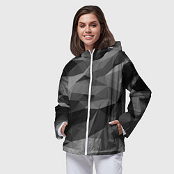 Ветровка с капюшоном женская Чб абстракция, цвет: 3D-белый — фото 2