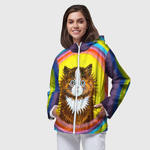 Женская ветровка Радужный кот Луиса Уэйна / 3D-Белый – фото 3