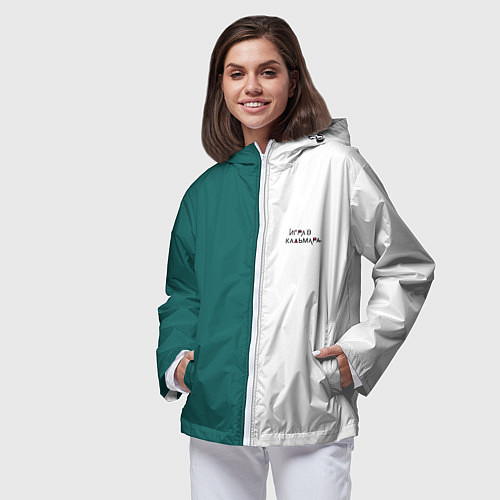 Женская ветровка ИГРА В КАЛЬМАРА РУС ЛОГО / 3D-Белый – фото 3